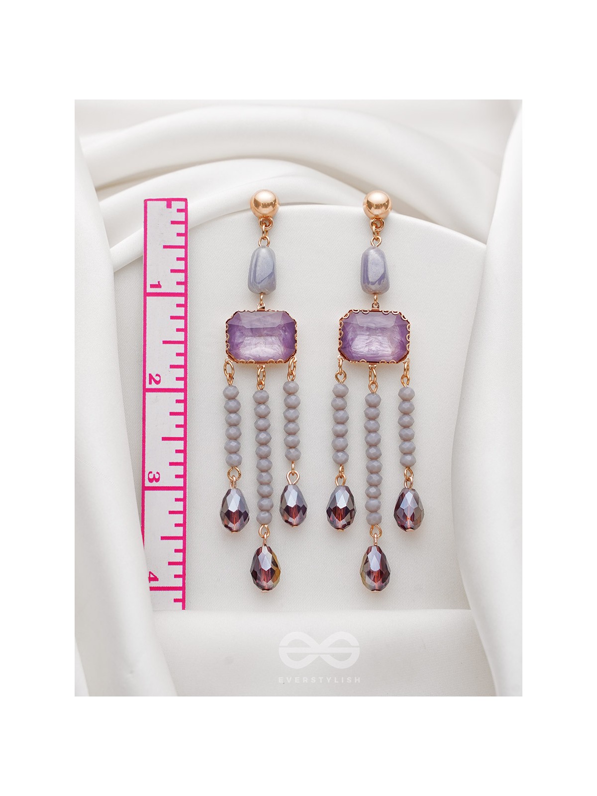 The Wine Drizzle- Golden Embellished Earrings