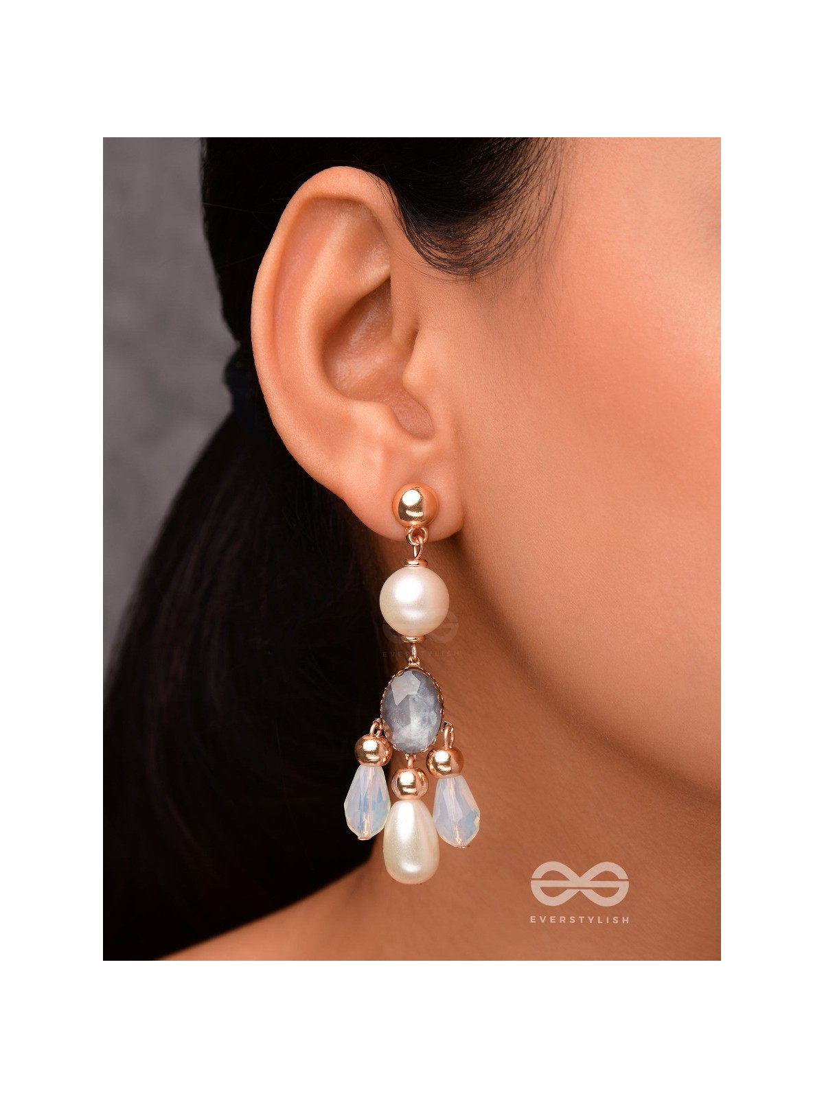 The Foggy Sky- Golden Pearl Earrings