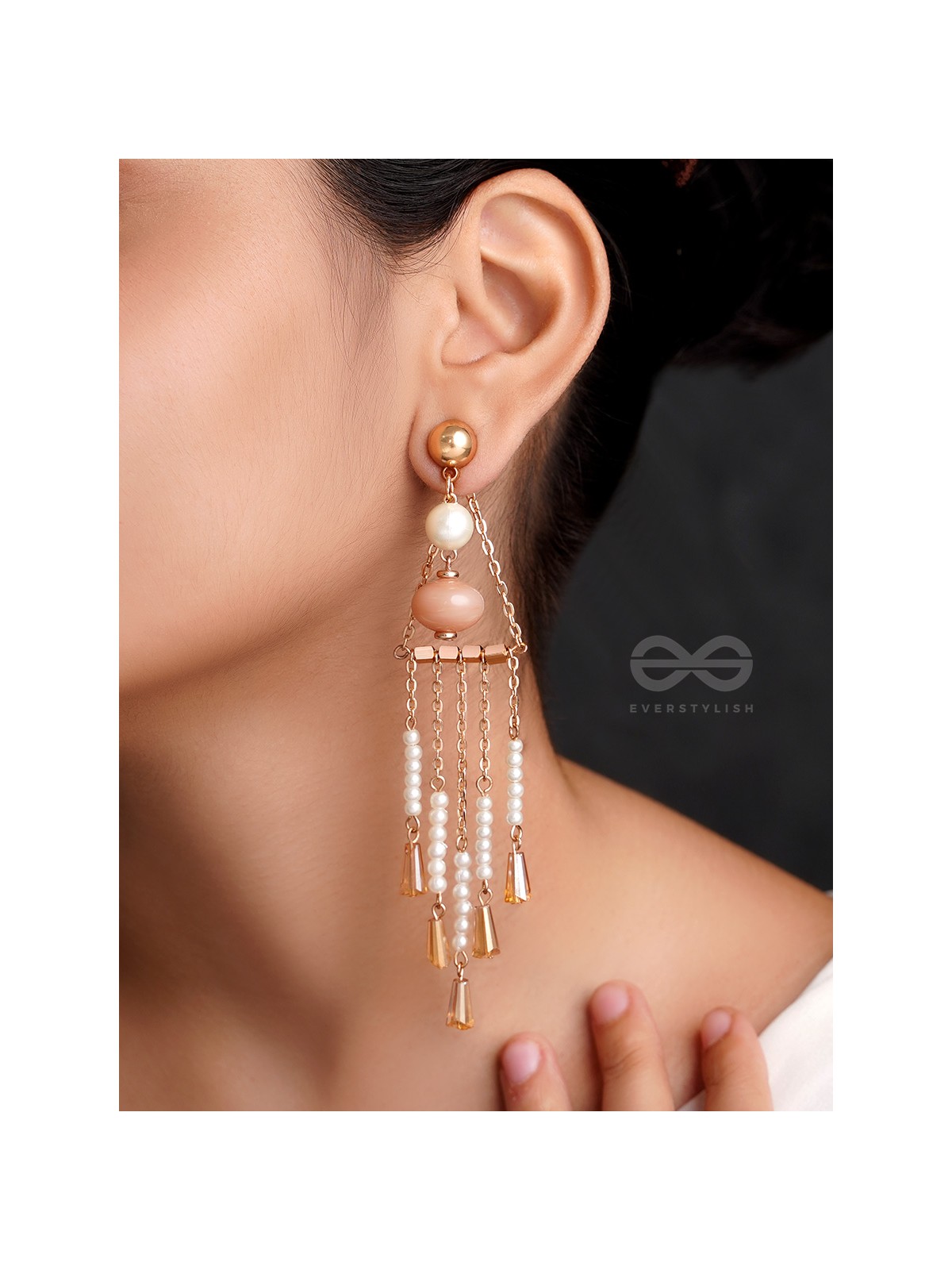 The Bermuda Triangle- Golden Embellished Earrings