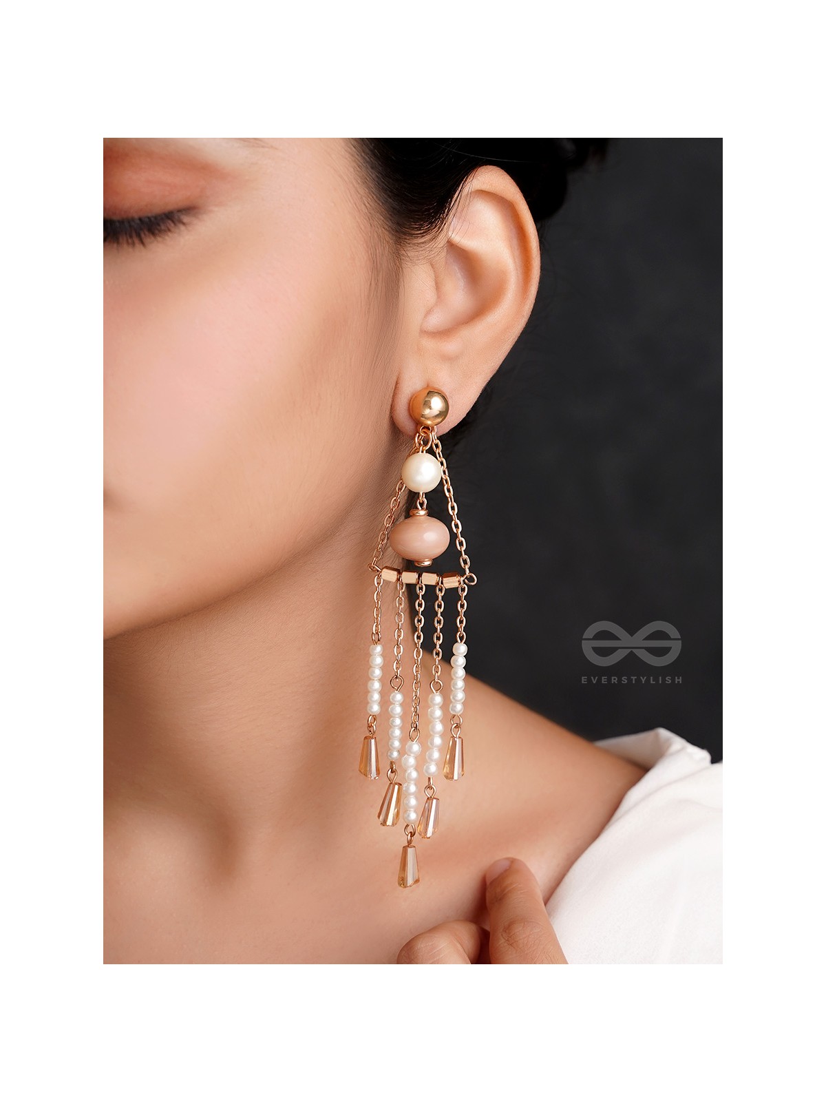 The Bermuda Triangle- Golden Embellished Earrings