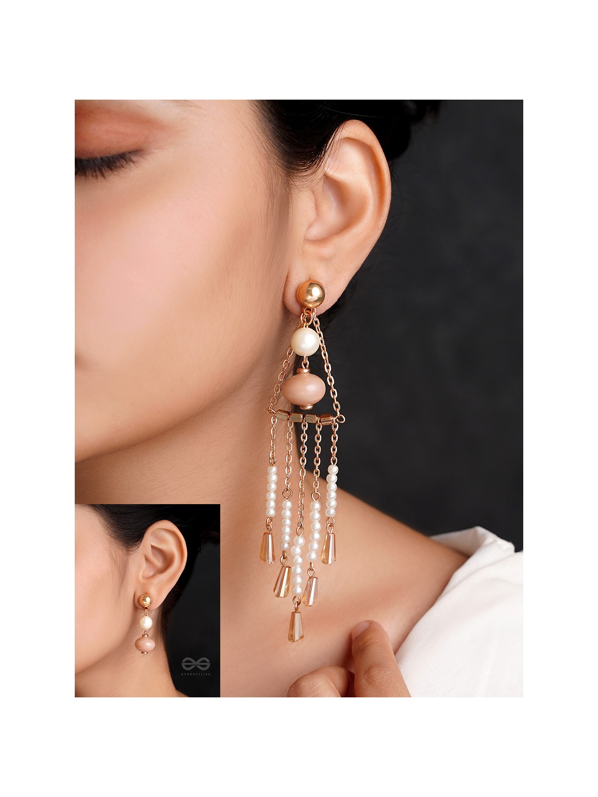 The Bermuda Triangle- Golden Embellished Earrings