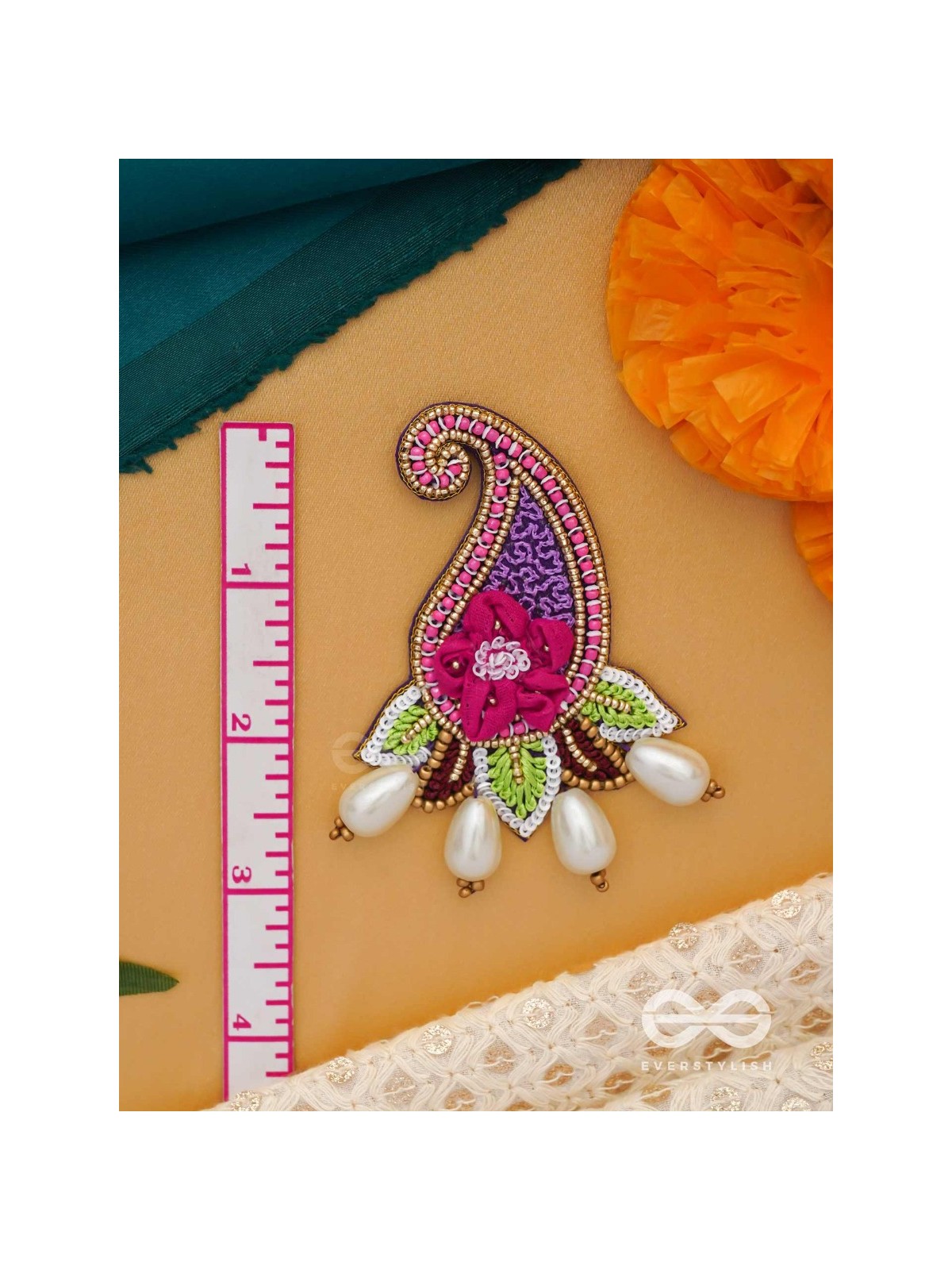 Aabharita- The Ornamented- Resham and Pearls Embroidered Earrings