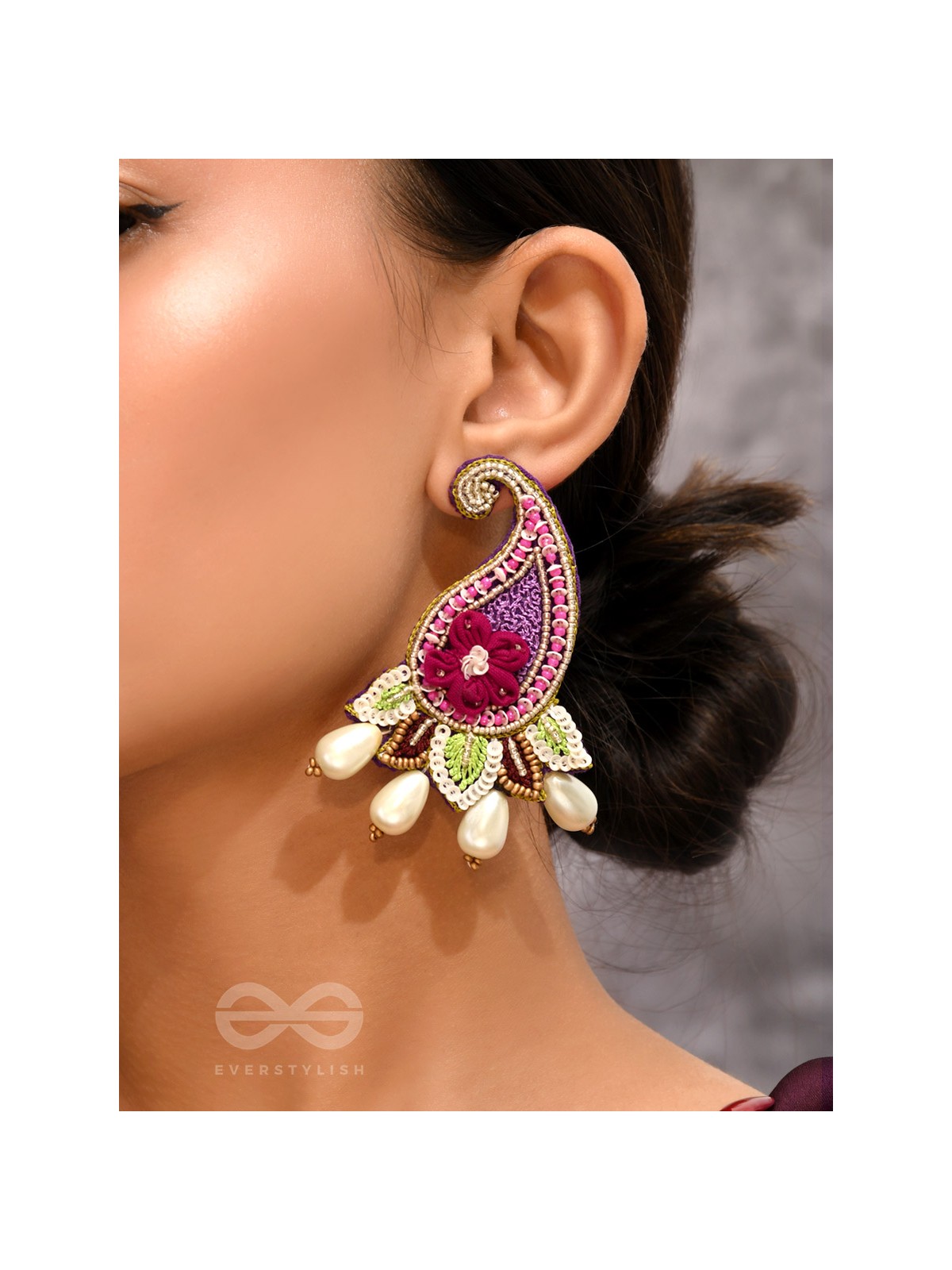 Aabharita- The Ornamented- Resham and Pearls Embroidered Earrings