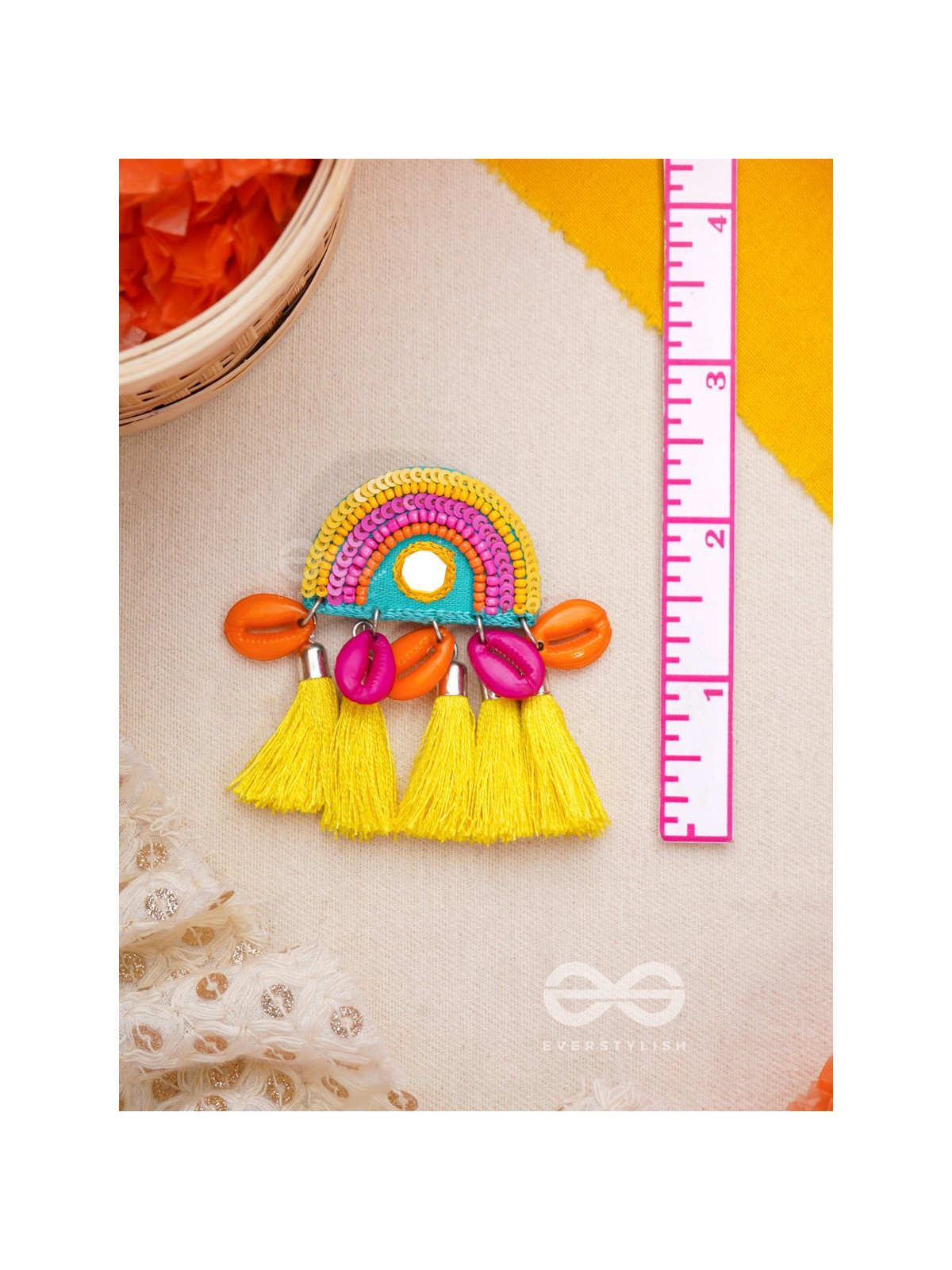 Inodaya- The Alluring Sunrise- Resham and Sequins Embroidered Earrings