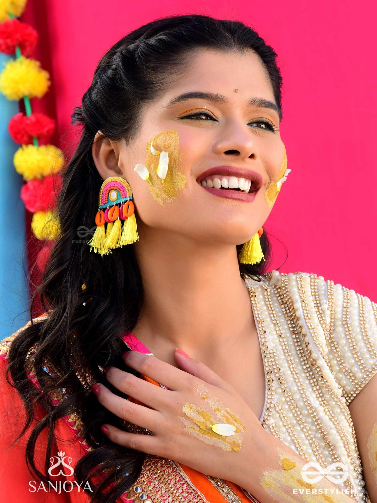 Inodaya- The Alluring Sunrise- Resham and Sequins Embroidered Earrings