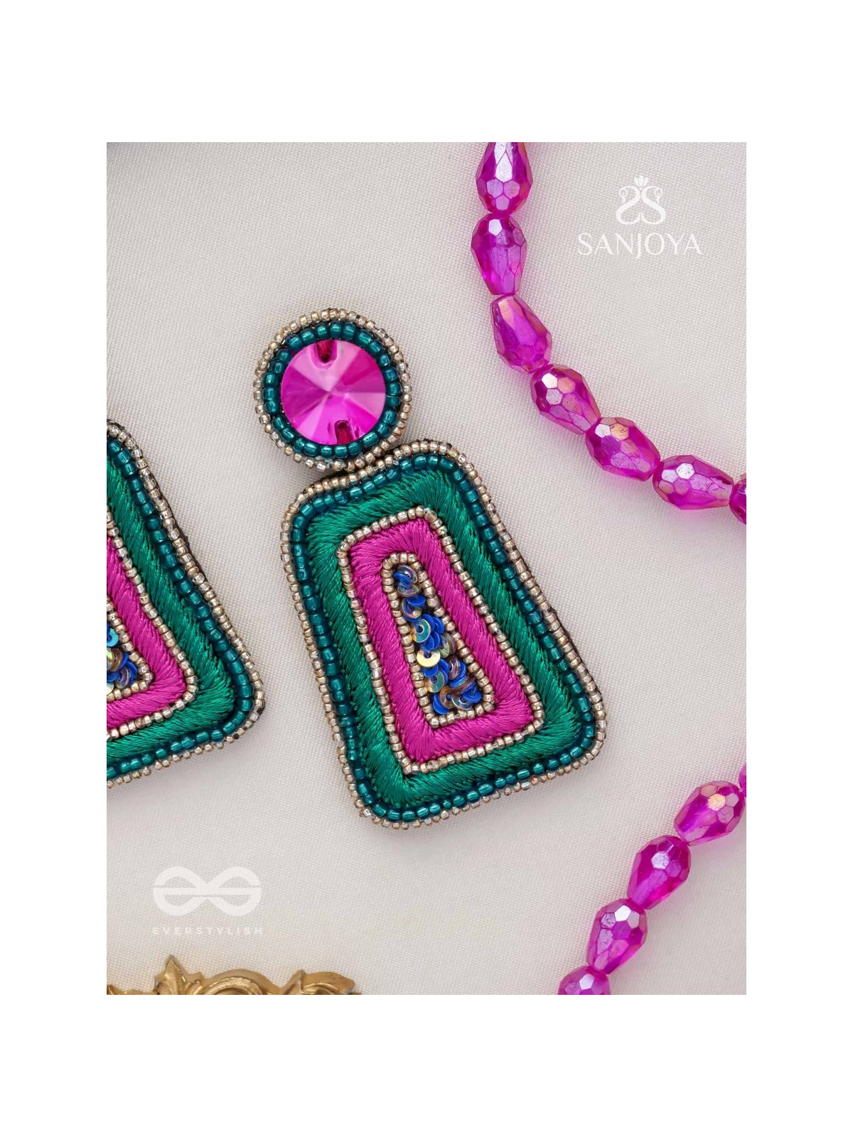 Kalapa- The Bell of Harmony- Resham, Stones and Sequins Embroidered Earrings