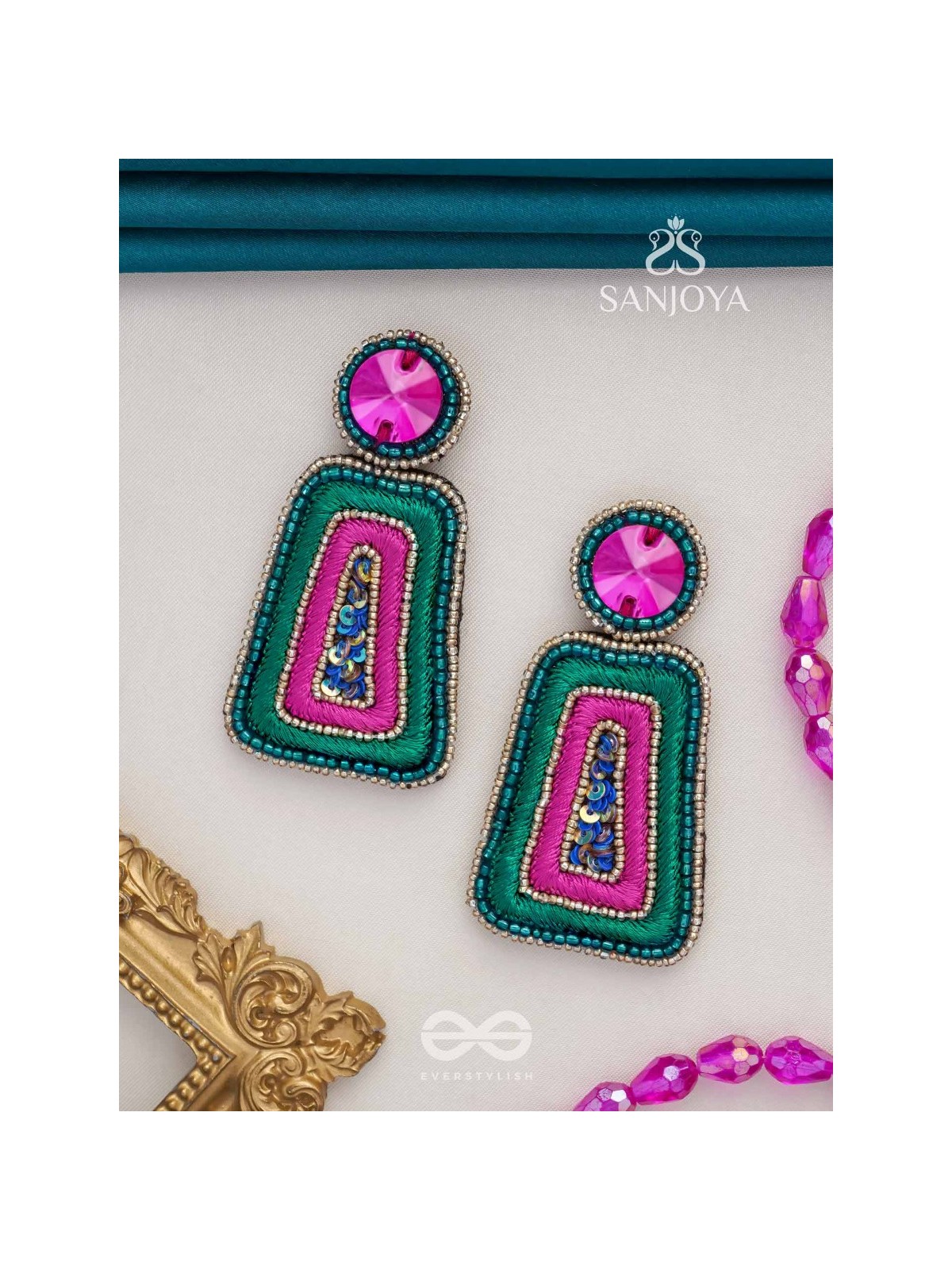 Kalapa- The Bell of Harmony- Resham, Stones and Sequins Embroidered Earrings