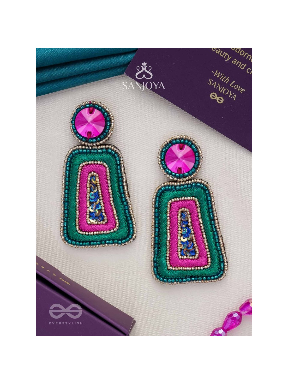 Kalapa- The Bell of Harmony- Resham, Stones and Sequins Embroidered Earrings