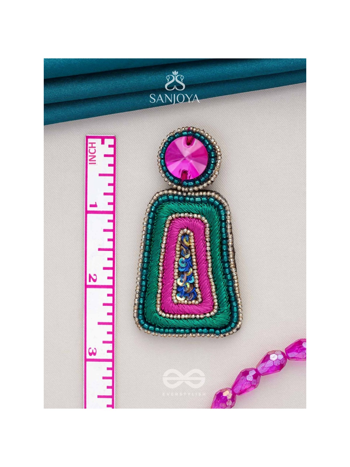 Kalapa- The Bell of Harmony- Resham, Stones and Sequins Embroidered Earrings