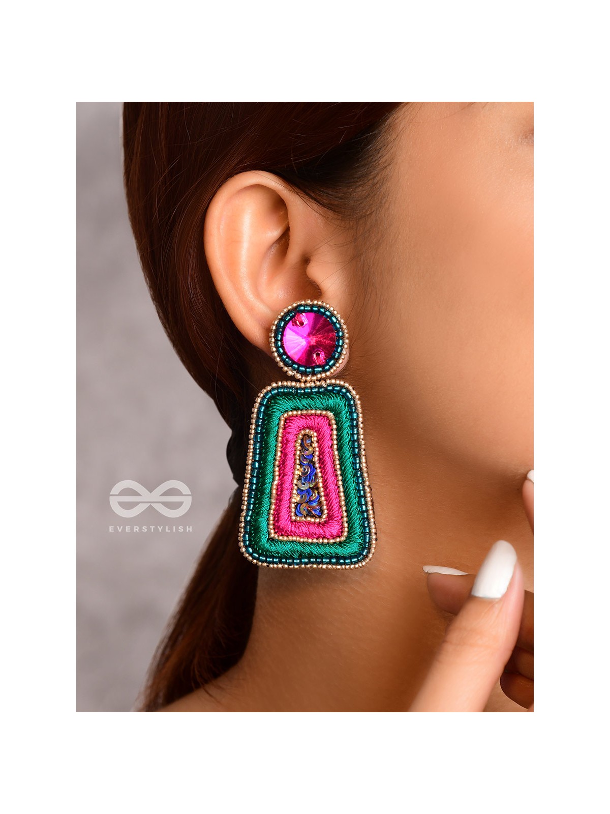 Kalapa- The Bell of Harmony- Resham, Stones and Sequins Embroidered Earrings