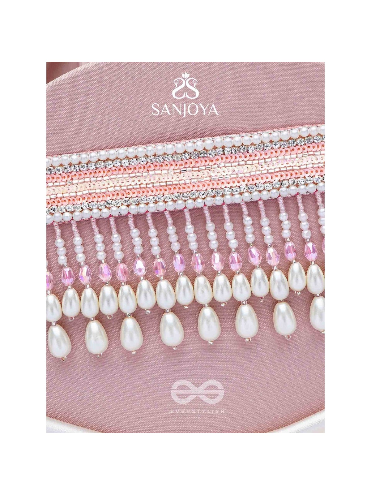 Avasya - The Dew Drops - Beads, Sequins And Pearl Drops Hand Embroidered Choker Neckpiece