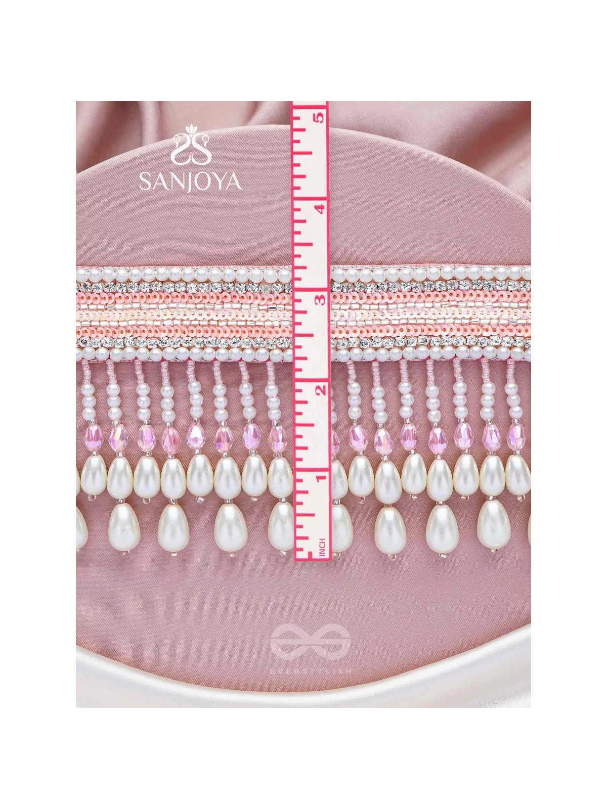 Avasya - The Dew Drops - Beads, Sequins And Pearl Drops Hand Embroidered Choker Neckpiece