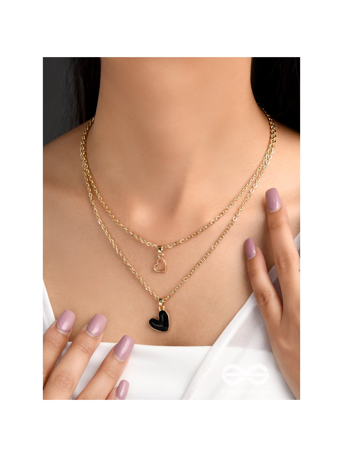 The Heart's Reflection- Golden Embellished Necklace With Anti-Tarnish Coating 