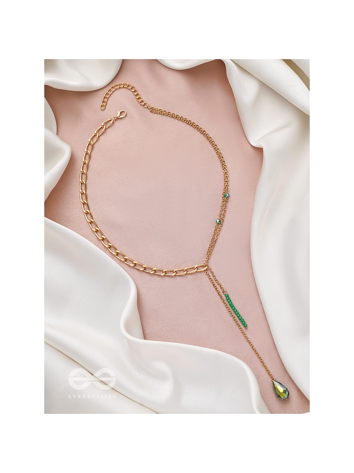 Drop In The Ocean- Golden Embellished Necklace With Anti-Tarnish Coating 