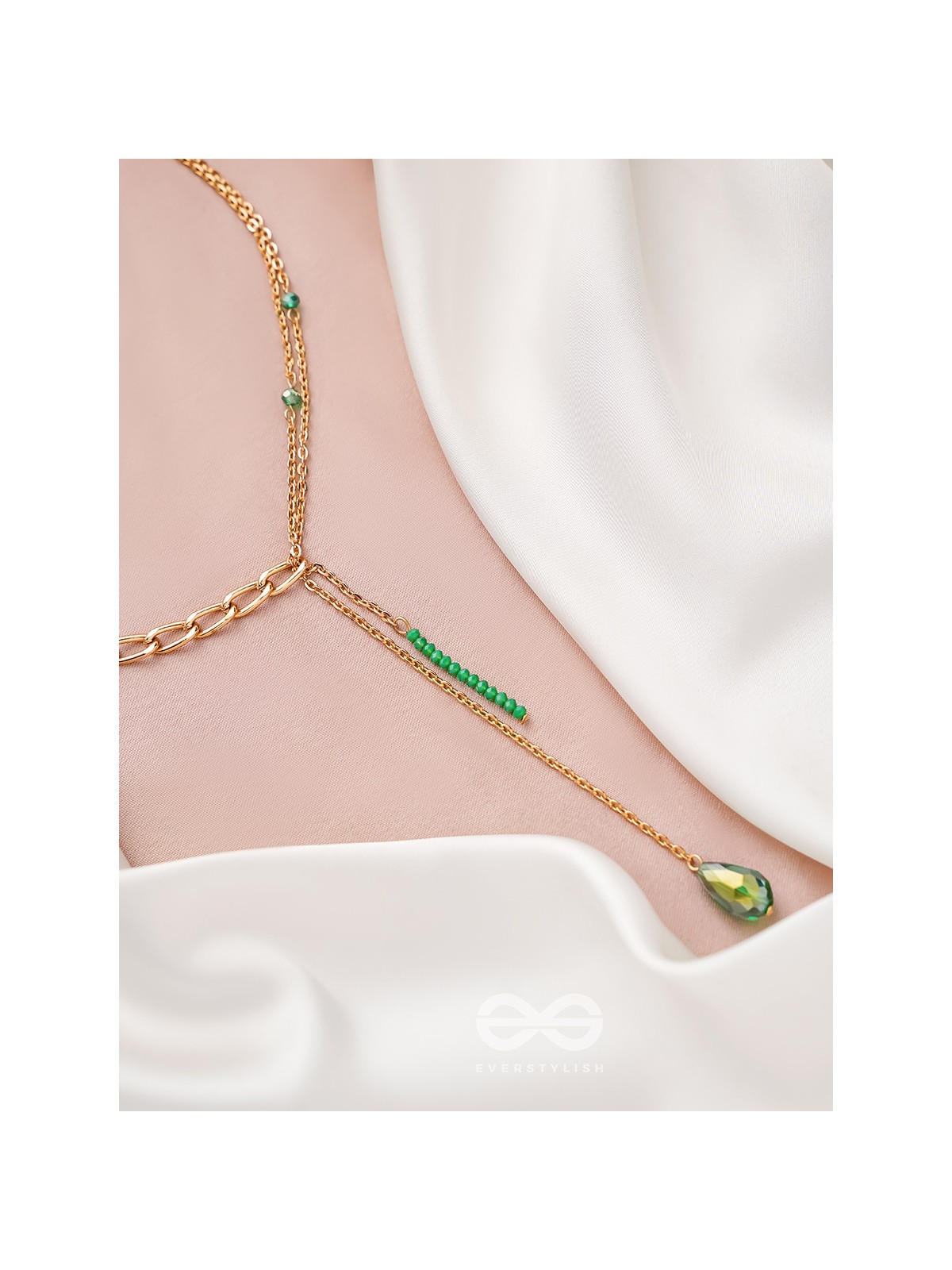 Drop In The Ocean- Golden Embellished Necklace With Anti-Tarnish Coating 