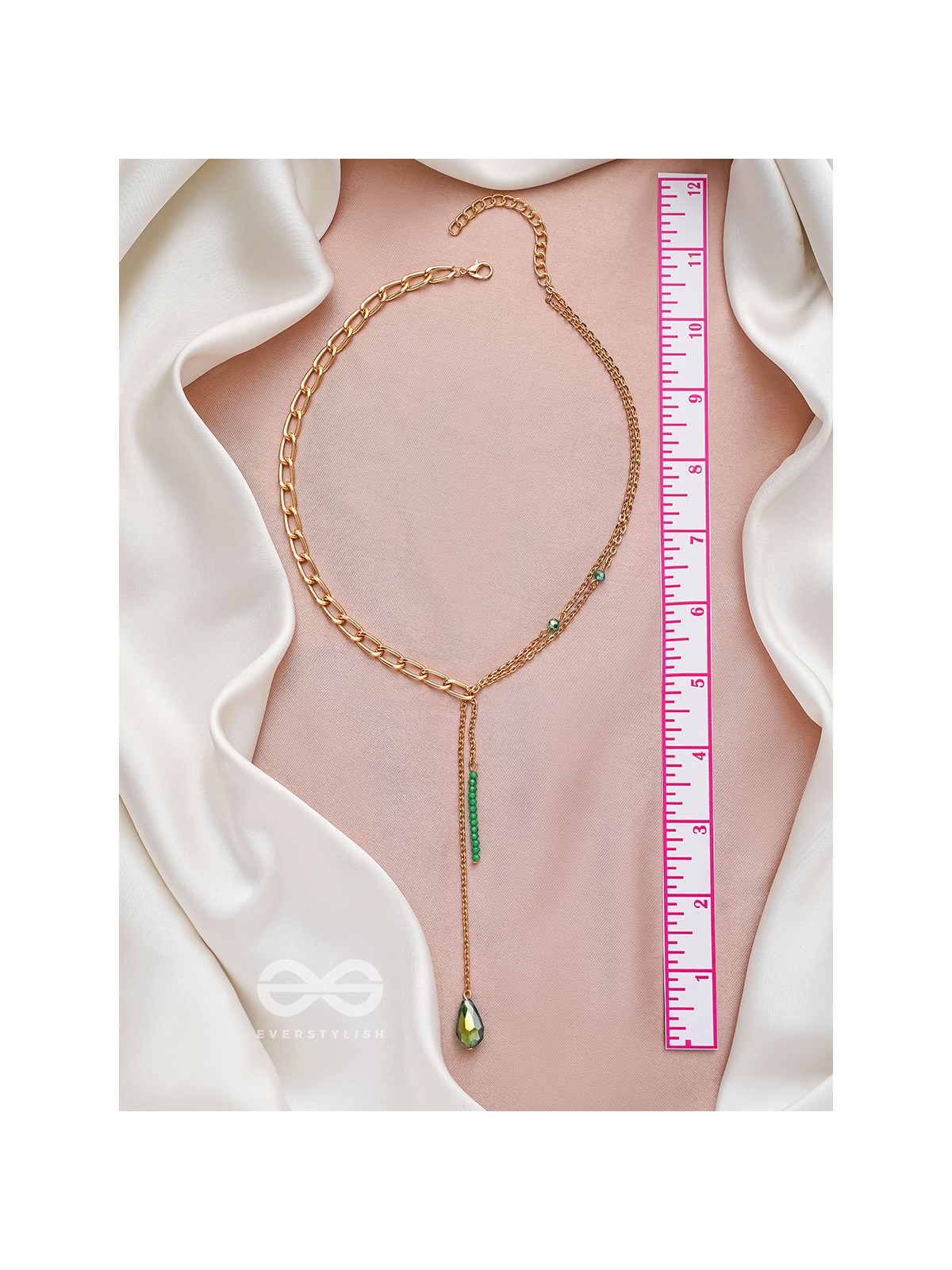 Drop In The Ocean- Golden Embellished Necklace With Anti-Tarnish Coating 