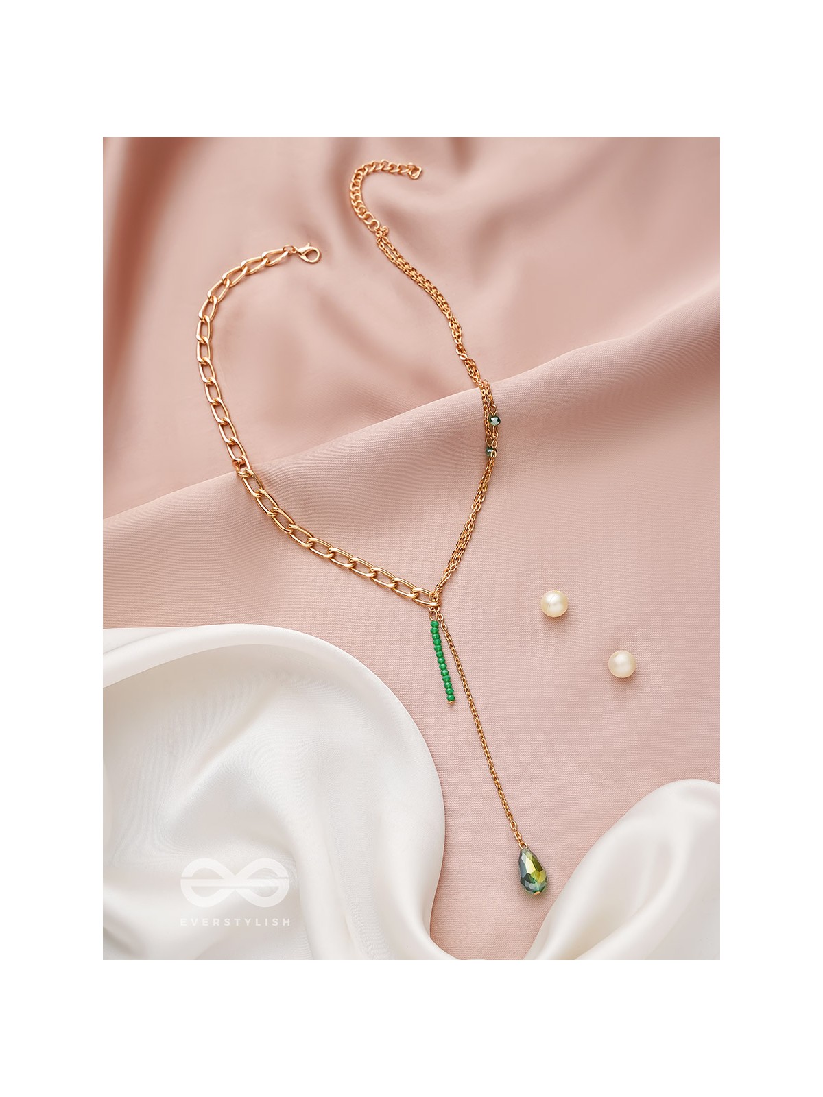 Drop In The Ocean- Golden Embellished Necklace With Anti-Tarnish Coating 