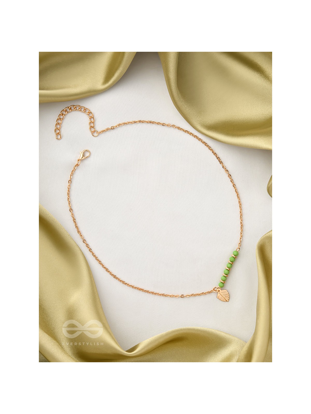 The Fig Leaf- Golden Embellished Necklace With Anti-Tarnish Coating 
