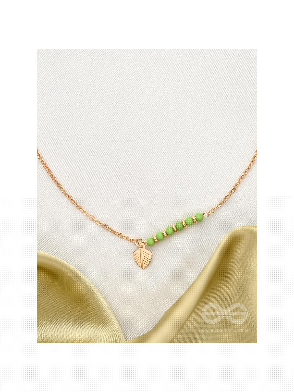 The Fig Leaf- Golden Embellished Necklace With Anti-Tarnish Coating 