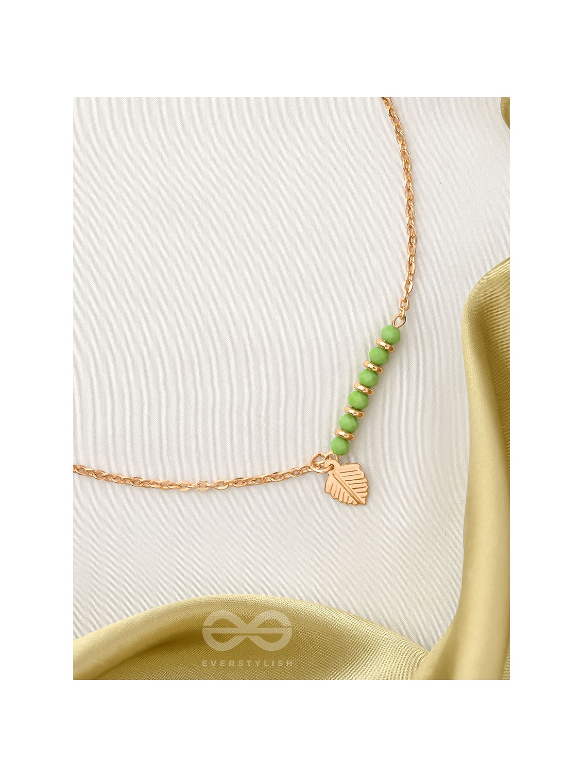 The Fig Leaf- Golden Embellished Necklace With Anti-Tarnish Coating 