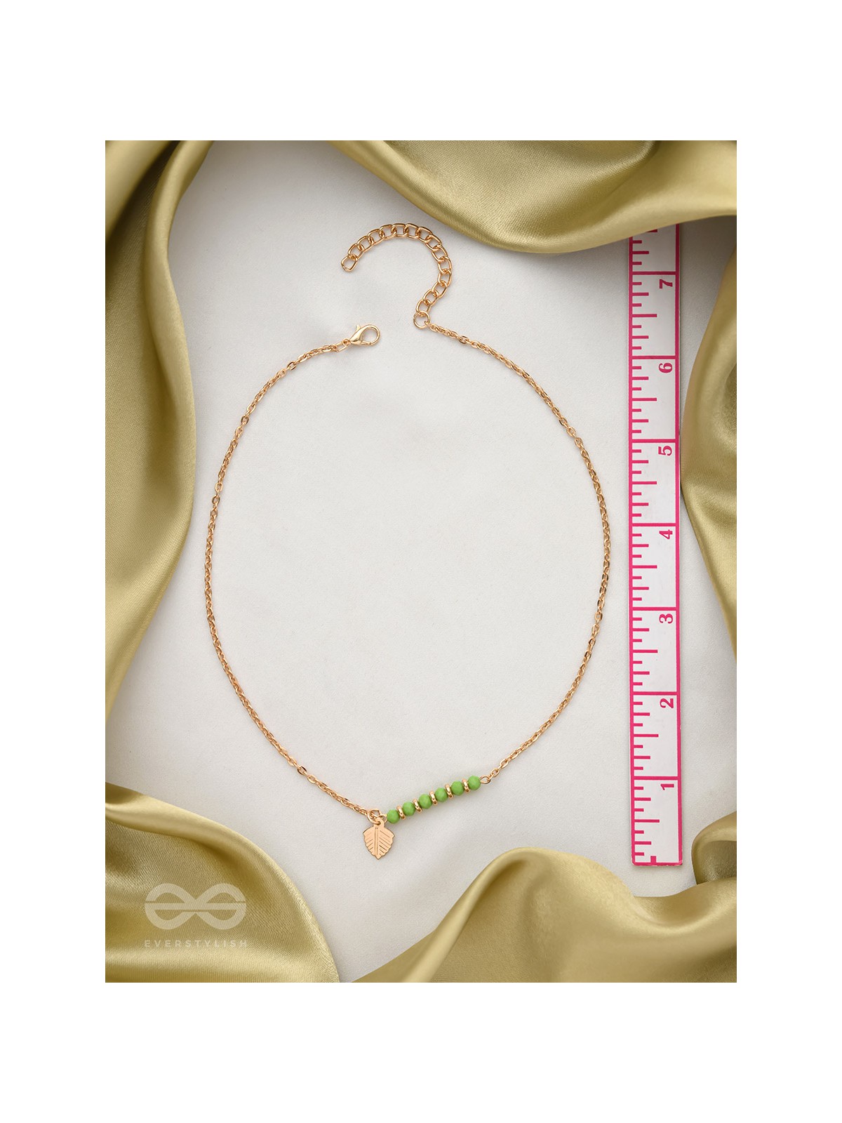 The Fig Leaf- Golden Embellished Necklace With Anti-Tarnish Coating 