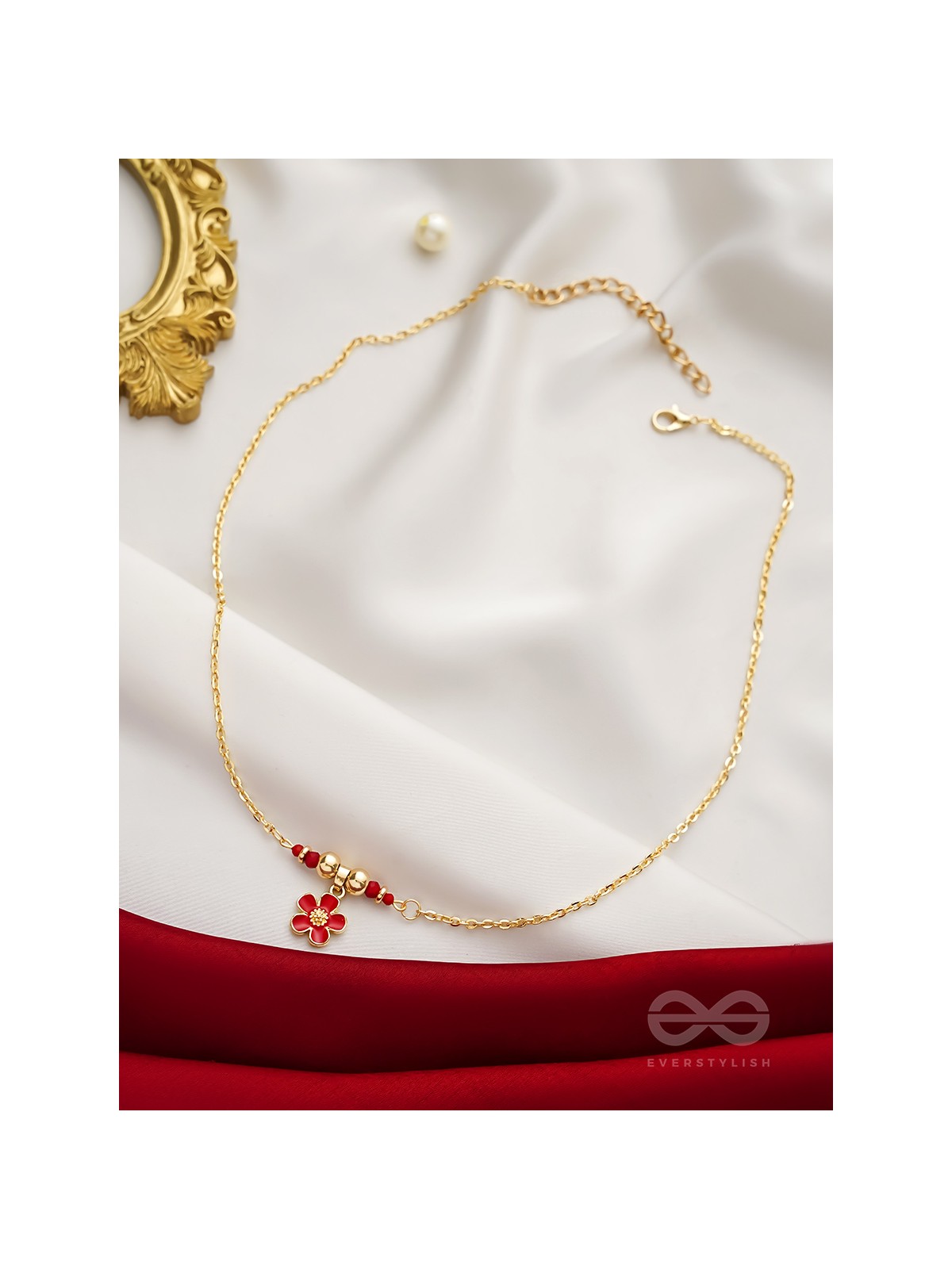 Rose N Thorns- Golden Embellished Necklace With Anti-Tarnish Coating 