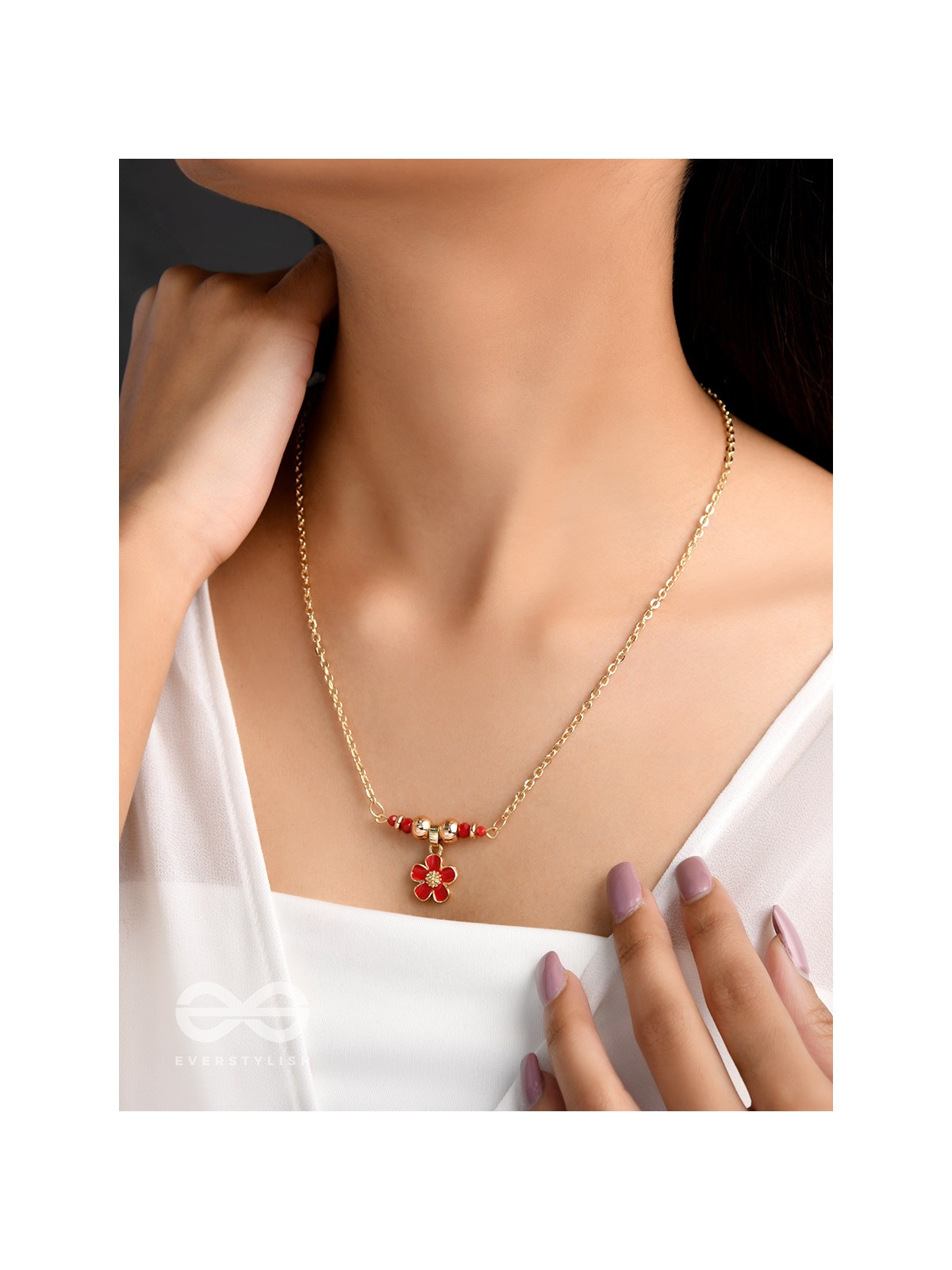 Rose N Thorns- Golden Embellished Necklace With Anti-Tarnish Coating 