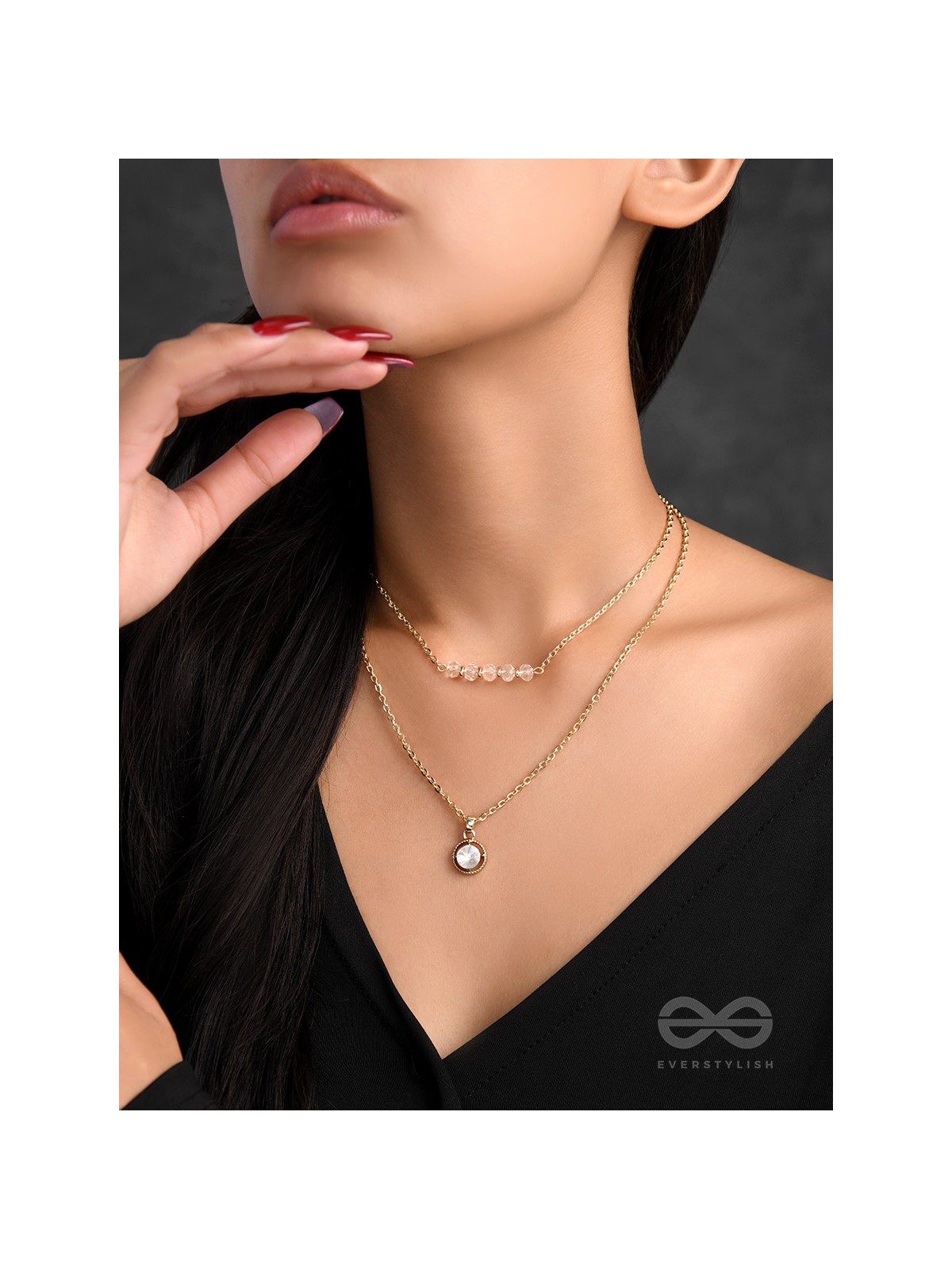 The Diamond Lane- Golden Embellished Necklace With Anti-Tarnish Coating 