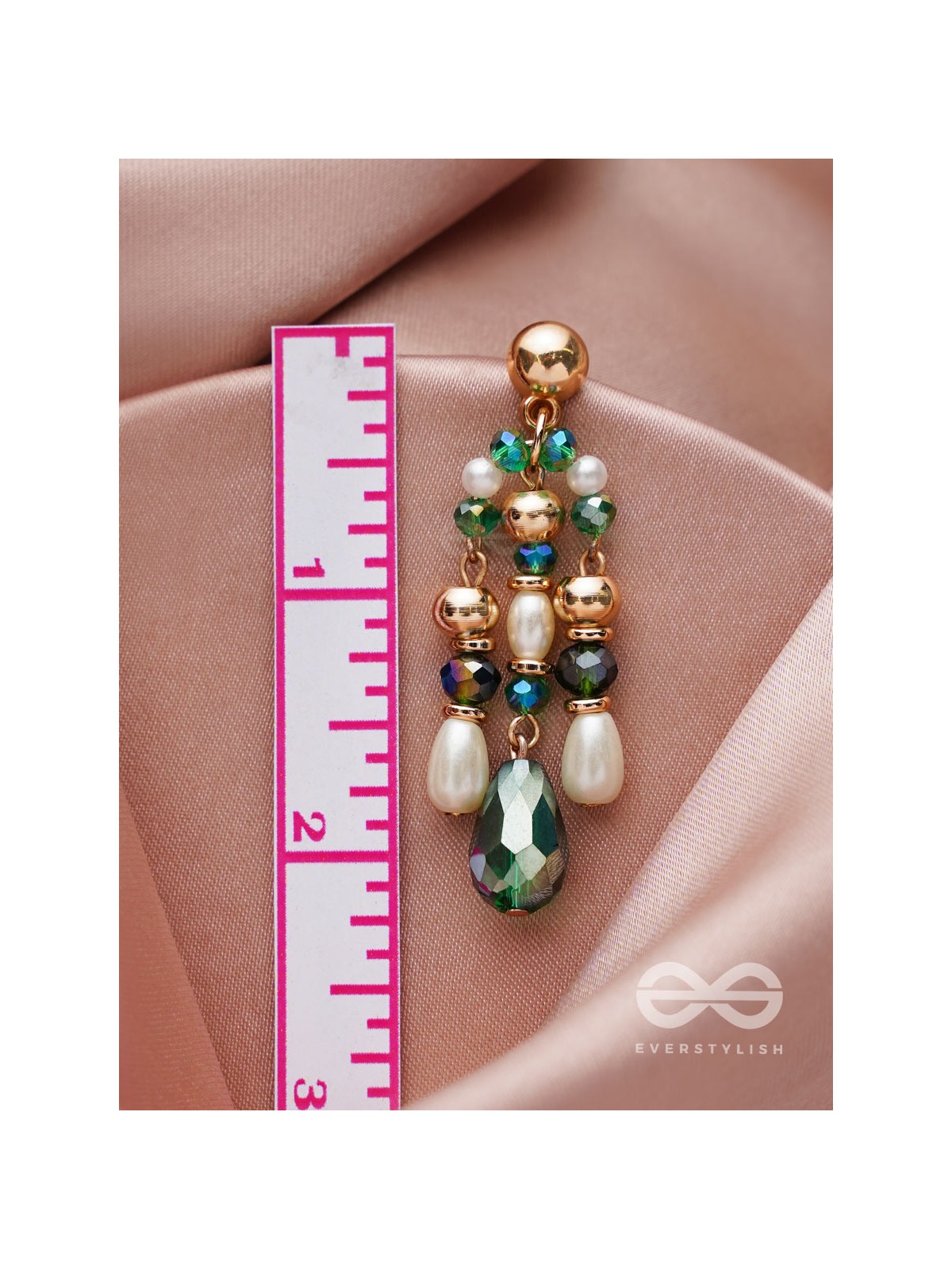 The Ever'green' Beauty- Golden Embellished Earrings