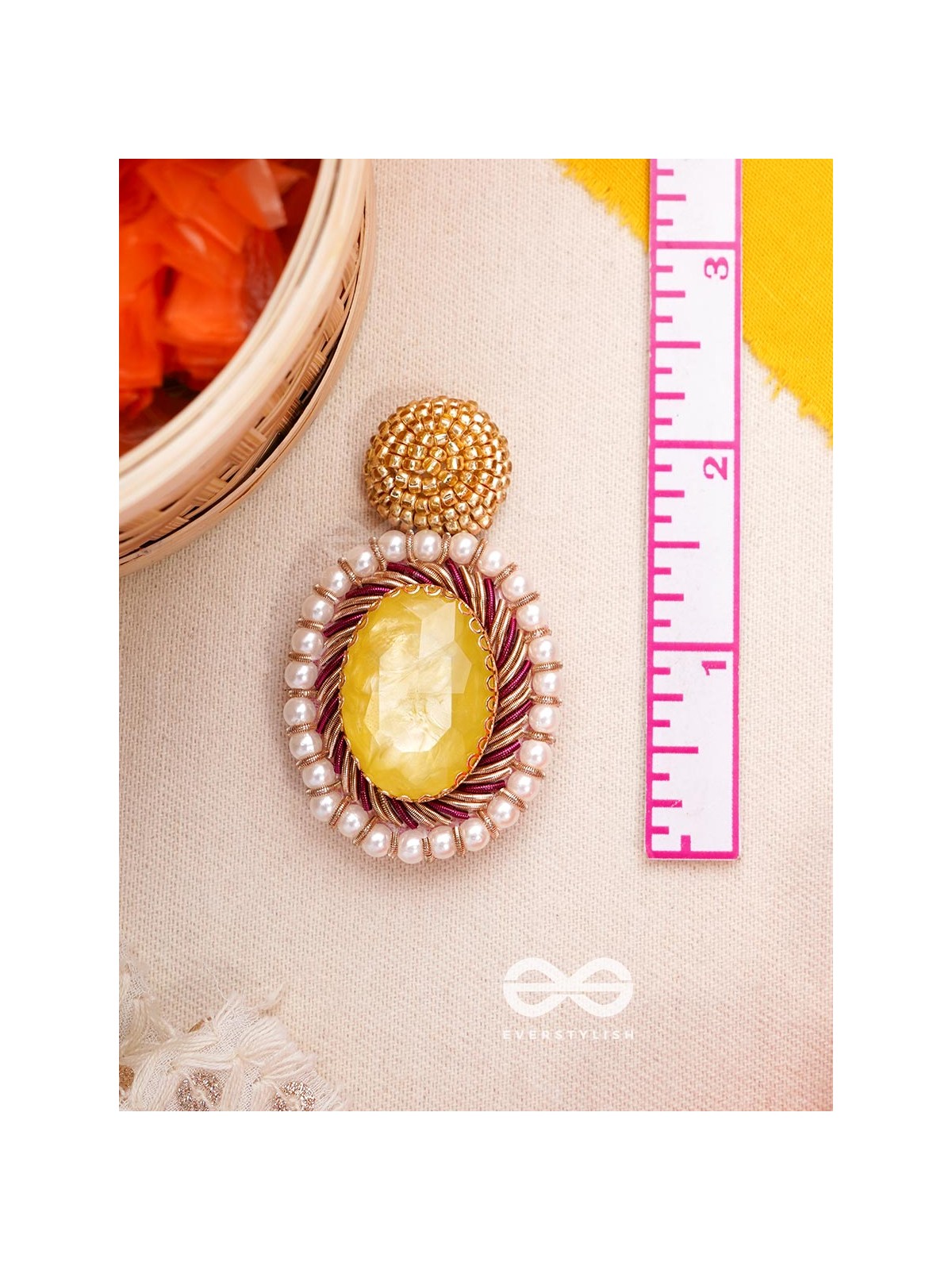 Kapisa - The Glorious Sun - Beads, Dabka And Stones Hand Embroidered Earrings