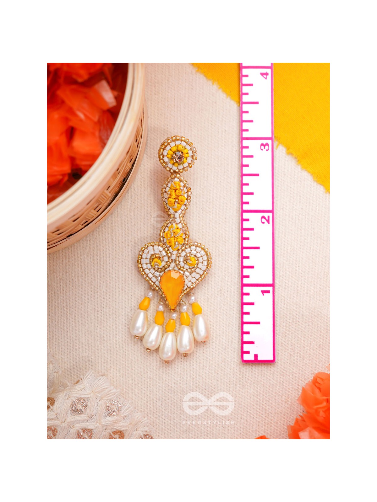 Aatapya- The Glorious Sunshine- Pearls and Stones Embroidered Earrings