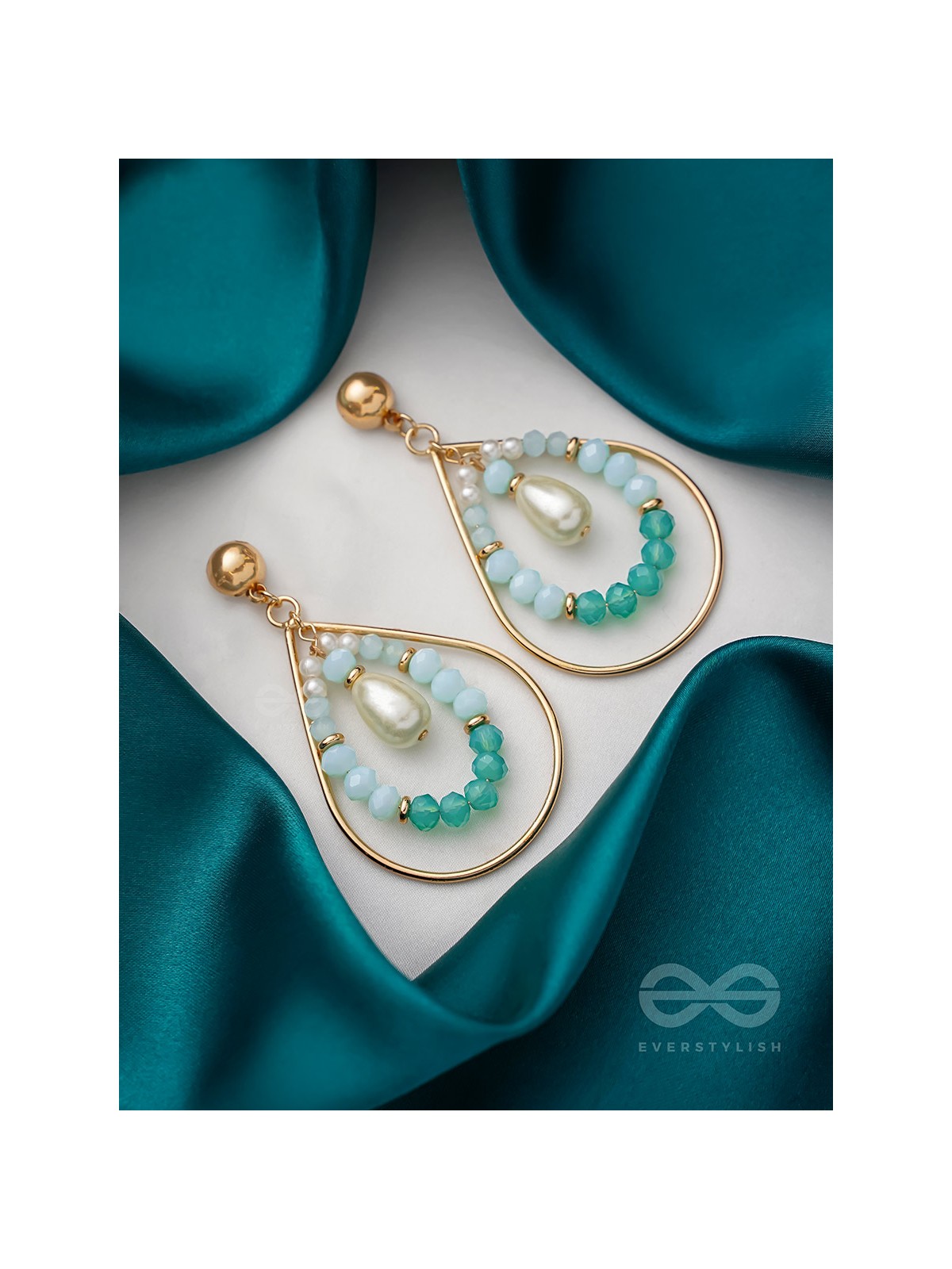 The Radiant Dewdrop- Golden Embellished Earrings