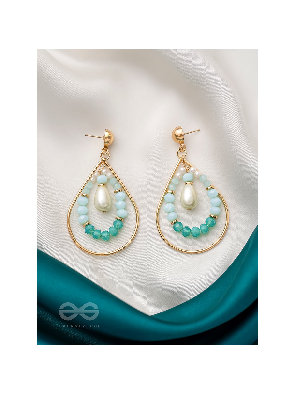 The Radiant Dewdrop- Golden Embellished Earrings