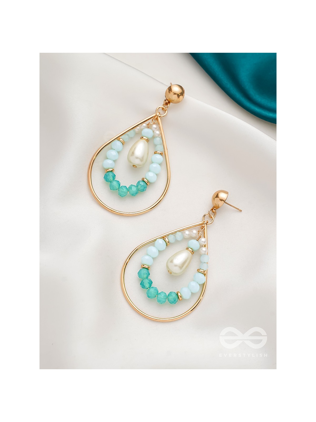 The Radiant Dewdrop- Golden Embellished Earrings