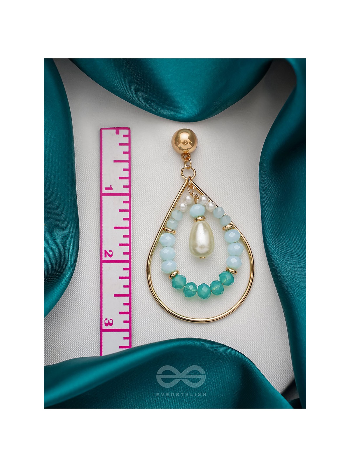The Radiant Dewdrop- Golden Embellished Earrings