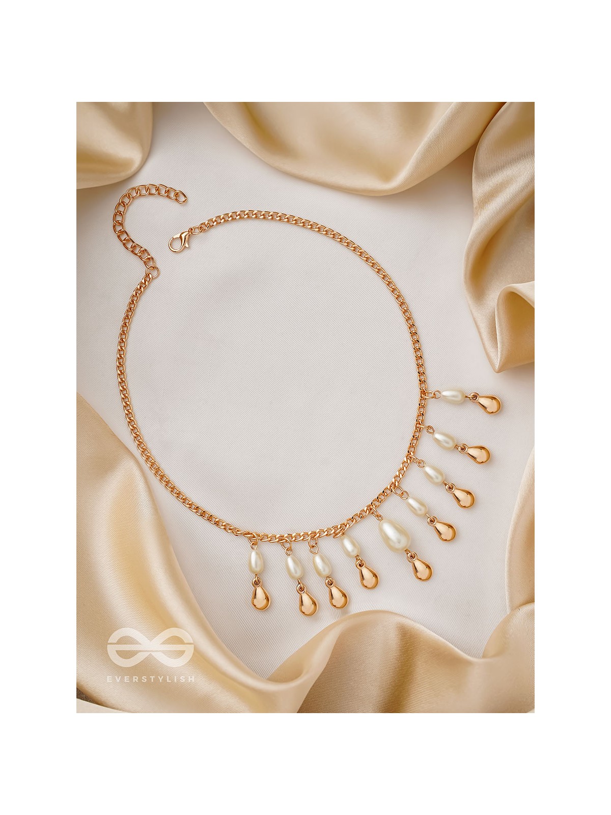 The Rainmaker- Golden Embellished Necklace With Anti-Tarnish Coating 