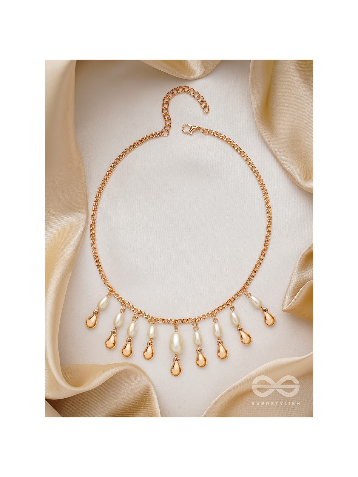 The Rainmaker- Golden Embellished Necklace With Anti-Tarnish Coating 