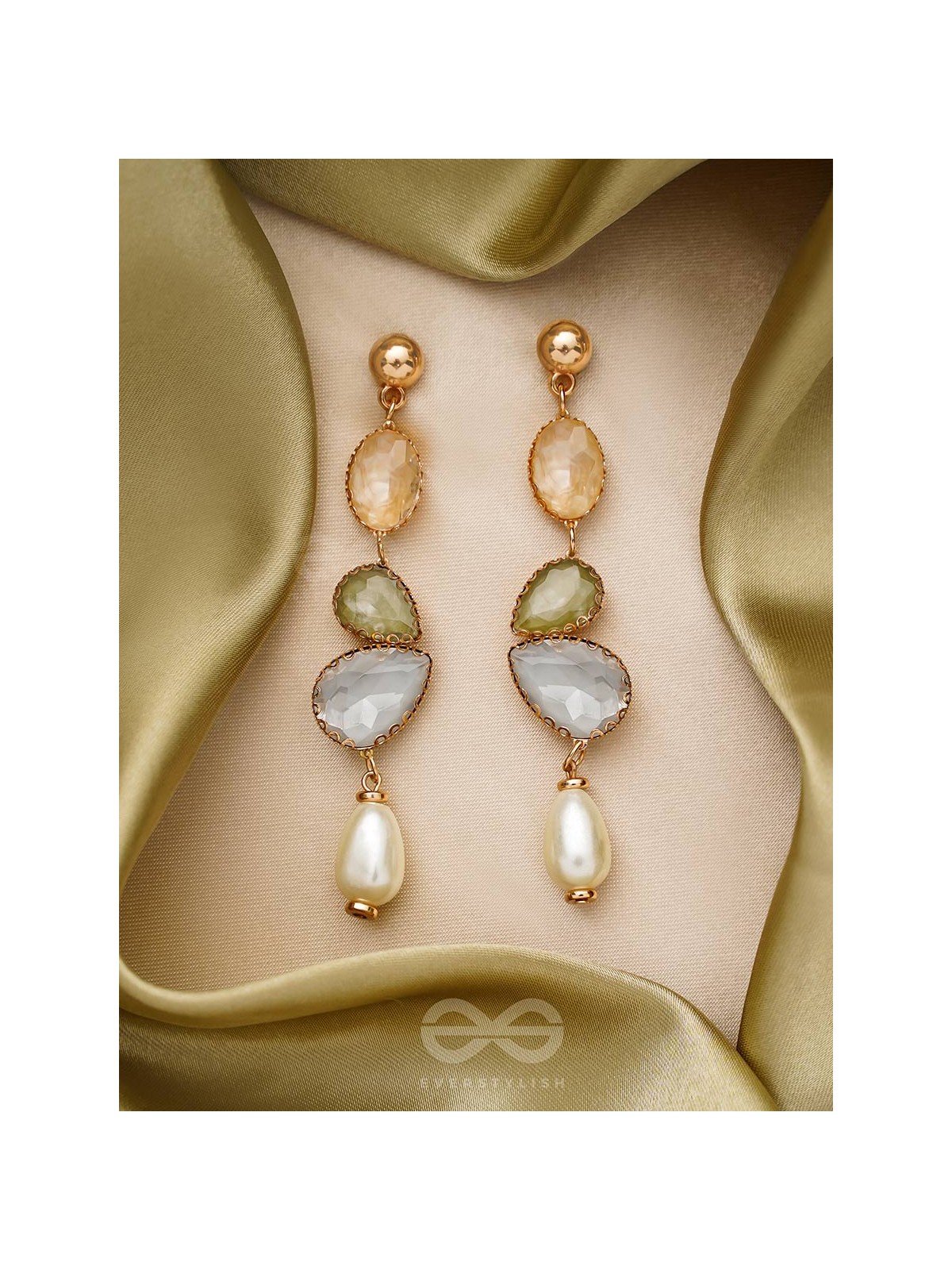 The Flowery Branch- Golden Embellished Earrings