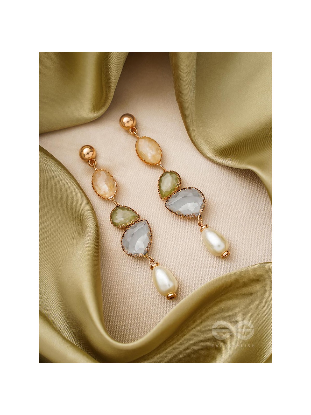 The Flowery Branch- Golden Embellished Earrings