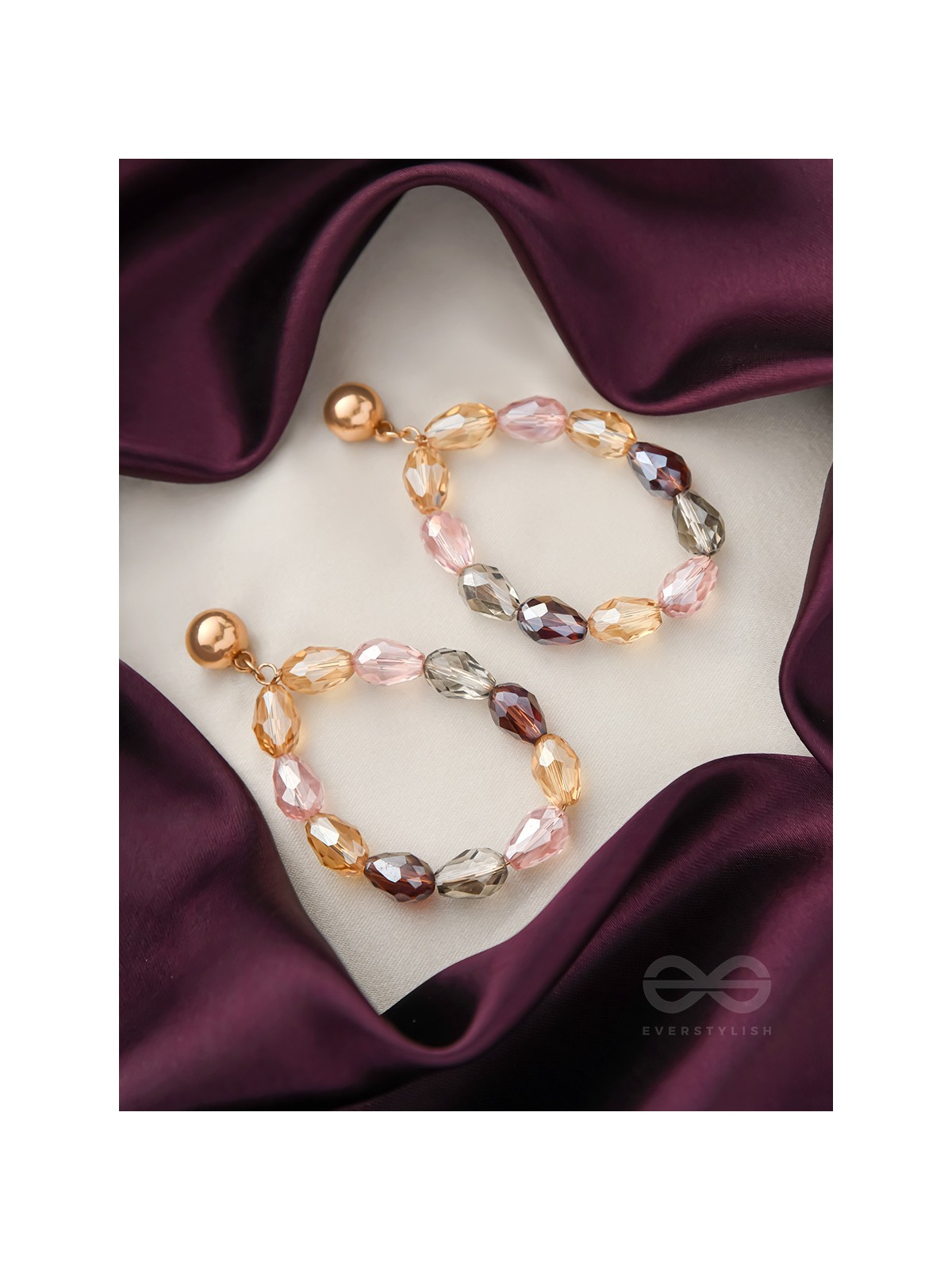 The Glassy Pebbles- Golden Embellished Earrings