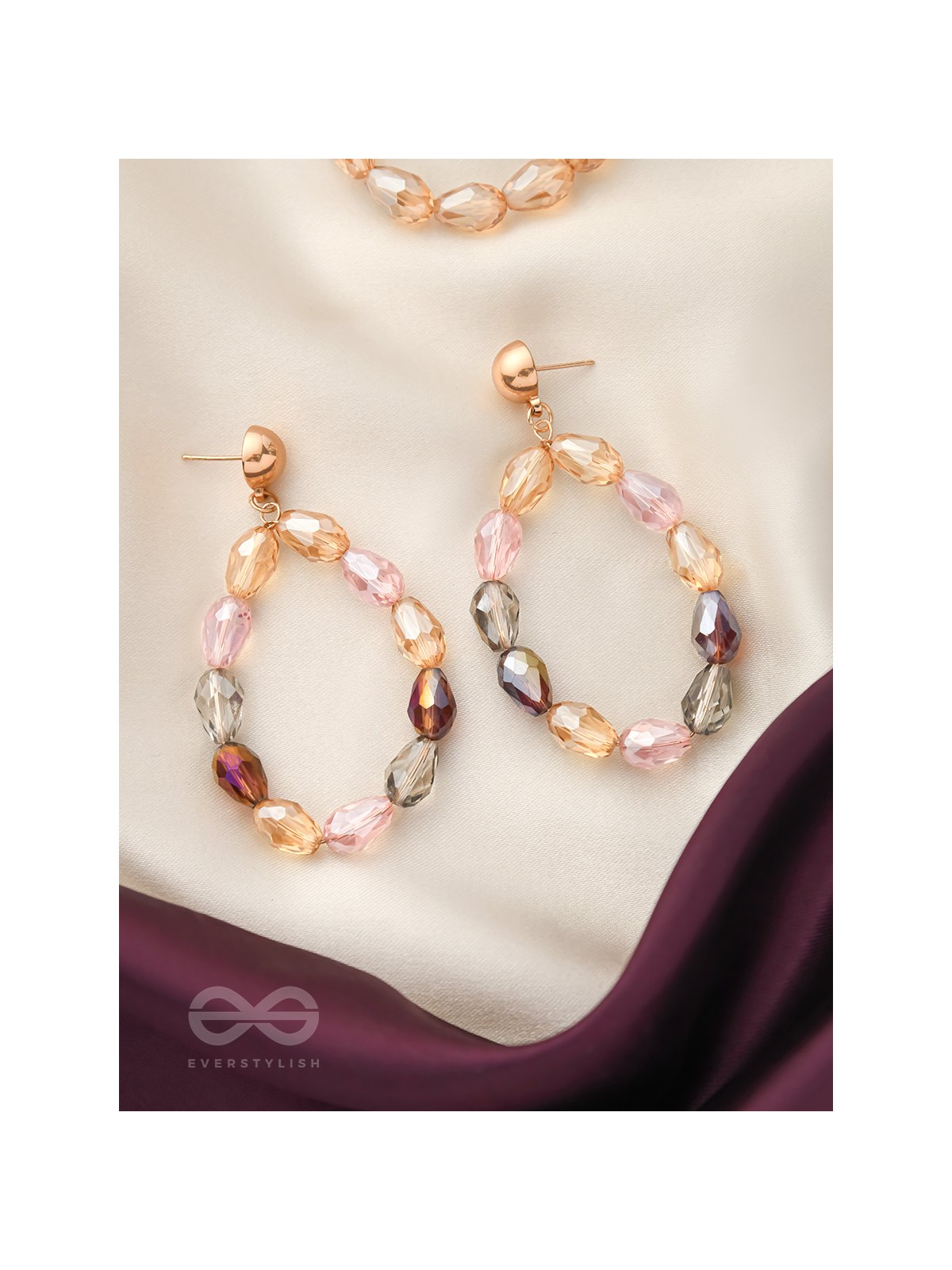 The Glassy Pebbles- Golden Embellished Earrings