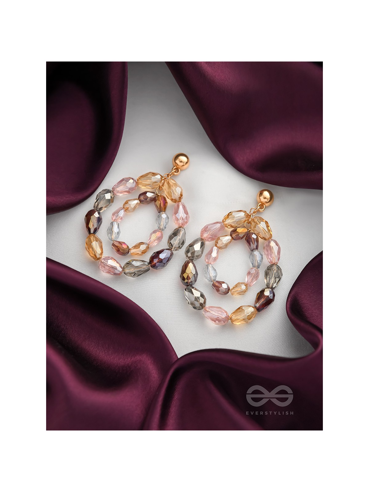 The Pebble Paths- Golden Embellished Earrings