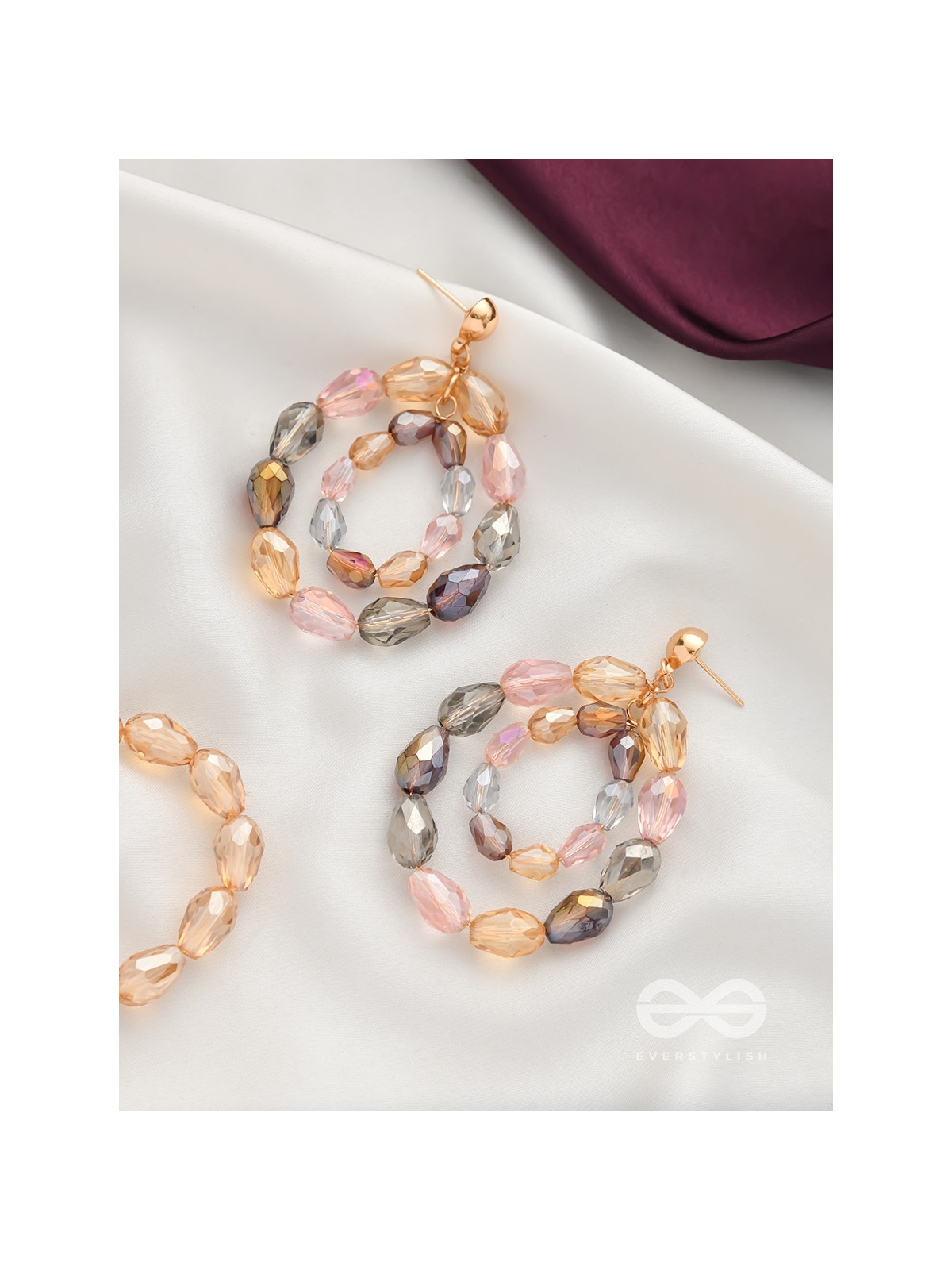 The Pebble Paths- Golden Embellished Earrings