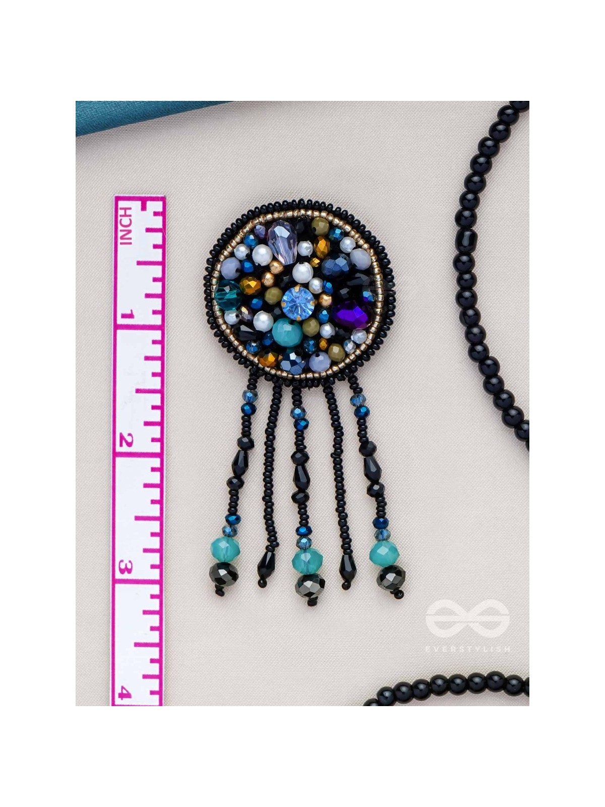 Velaam- The Sandy Beach- Stones and Glass Beads Embroidered Earrings