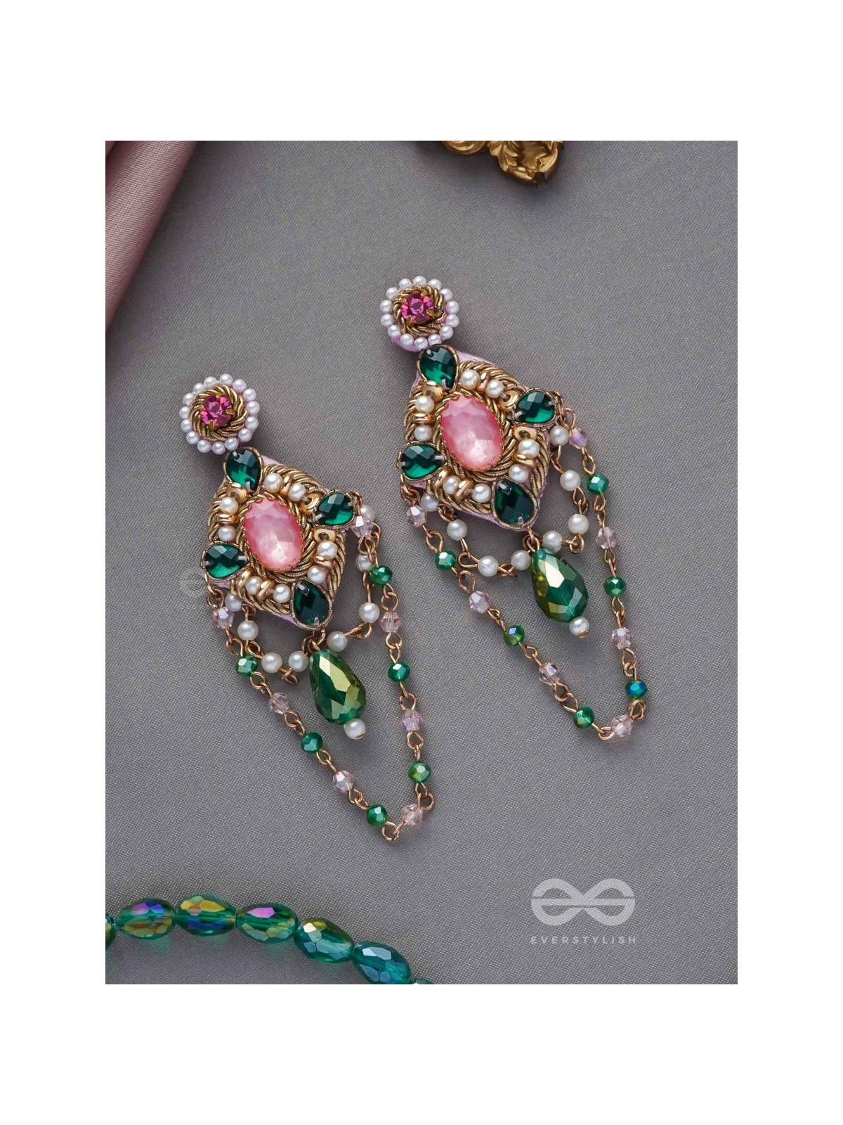 Samaalya- The Bejeweled Crown- Pearls and Stones Embroidered Earrings