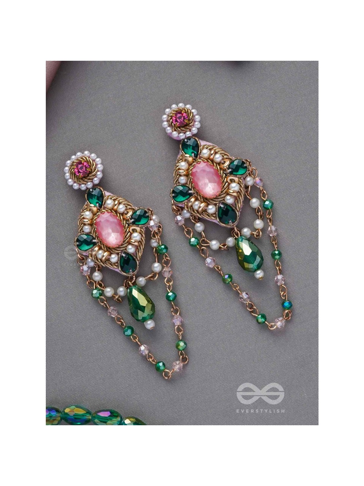Samaalya- The Bejeweled Crown- Pearls and Stones Embroidered Earrings