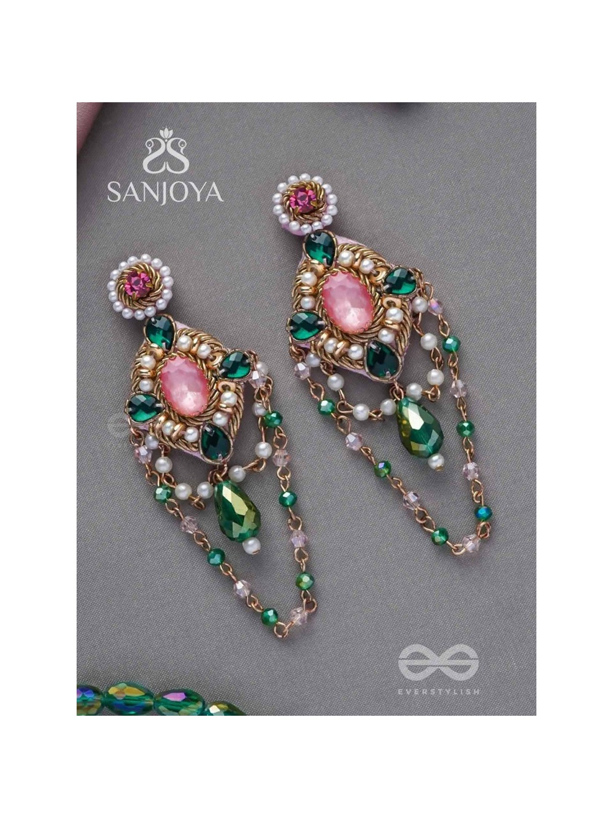 Samaalya- The Bejeweled Crown- Pearls and Stones Embroidered Earrings
