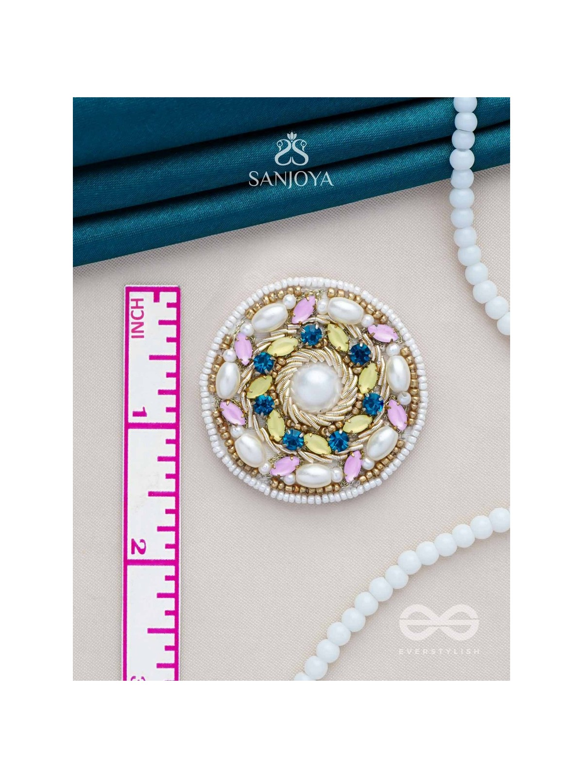 Bhanemi- The Circle of Light- Pearls and Stones Embroidered Earrings