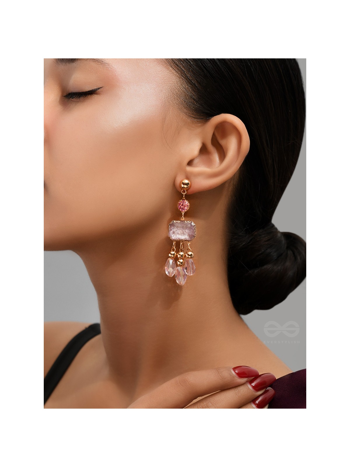 The Drip Painting- Golden Embellished Earrings