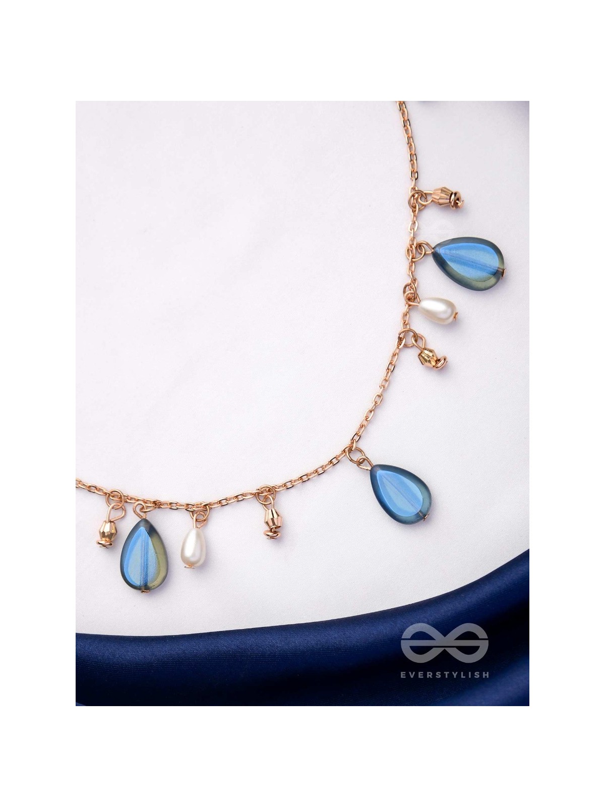 The Jade Oysters- Golden Embellished Necklace With Anti-Tarnish Coating 